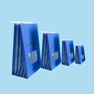 Sac en papier kraft brun avec fenêtre, fond carré, pour emballage alimentaire à emporter, boulangerie, pain, biscuits, friandises, avec fermeture à lien métallique - Product Image 5