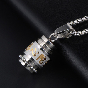 Colgante con dije de caracteres chinos de acero inoxidable con cadena para hombres y mujeres, regalo SP588 - Product Image 4