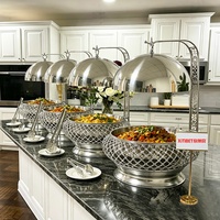 Chauffe-Plats de Luxe pour Mariage en Acier Inoxydable, Réchauds de Buffet Professionnels, Équipement de Restauration, Ensemble de Plats de Service 8L Argent
