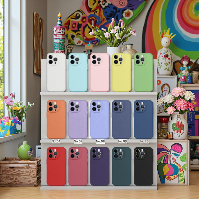 BUSTYLE OEM for Liquid Silicone Mobile Phone Case for 16/16e 15 Colors Shockproof Thin White Back Cover