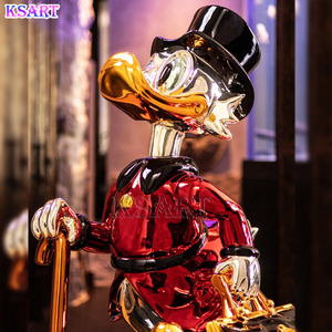 Scultura di Donald Duck Millionaire Elettroplaccata in Fibra di Vetro, Decorazione per Galleria, Artigianato in Resina a Tema Cartoni Animati - Product Image 5