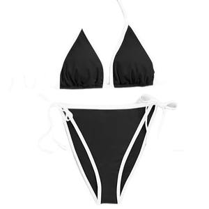 Traje de Baño Sexy de Tres Piezas para Mujer, <span class=keywords><strong>Bikini</strong></span> con Bloques de Color Únicos, Ropa de Playa para Chicas Atractivas - Product Image 4