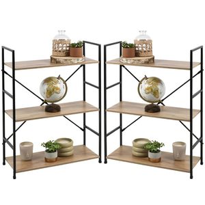 Libreria in metallo e legno con 3 ripiani, stile urbano, 58x24x80 cm, scaffalatura con struttura in metallo - Product Image 5