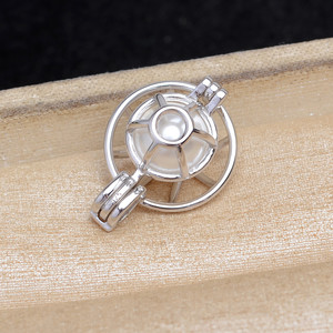 Pendentif en argent S925 pour basket-ball, accessoire de bricolage pour bijoux en perles, cage à perles sans trou de 8-9 mm, pendentif pour bijoux, A6037 - Product Image 2