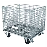 Palettes métalliques robustes à grille de fil, empilables avec verrouillage, caisses de stockage pour entrepôt, boîtes de rangement OEM en acier à faible teneur en carbone