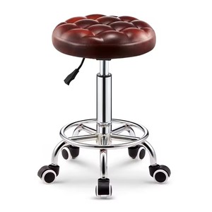 Taburete Rodante Acolchado Vintage - Altura Ajustable, Ruedas Suaves, Eleva la Atmósfera de tu Salón o <span class=keywords><strong>Bar</strong></span> en Casa. - Product Image 3
