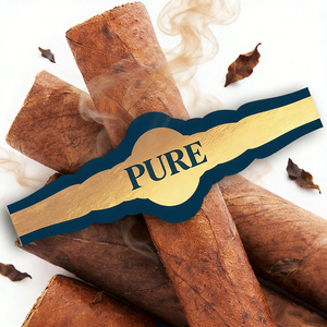 Company Custom Printing Personalized Self Adhesive Waterproof Vinyl Gold <b>Wrap</b> Around Cigar Band Label Sticker for Seal - Product Image 1