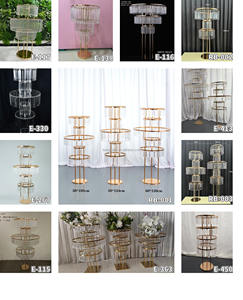 Support de fleurs doré brillant LEDA pour table de mariage, centre de table en métal doré pour décoration de table de mariage - Product Image 5