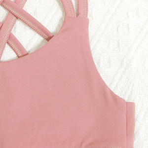 Top Sportivo Estivo per Bambine con Logo Personalizzato, Reggiseno Atletico Senza Maniche con Spalline Incrociate, Canotta Neutra per Yoga - Product Image 5