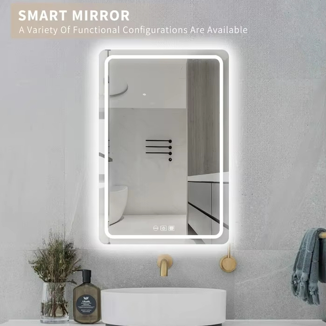 OEM Modern Anti-Fog Smart Glass Touch Switch Waterproof Wall-Mounted LED Bathroom Mirror with Bluetooth for Hotel Salon Use