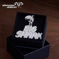Pendentif personnalisé en moissanite plaqué or 10K/14K/18K/22K, style requin, lettres, texte, design, style rappeur, hip hop, bijoux fins