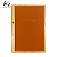 Porte-menu personnalisé pour restaurants japonais et thaïlandais, logo en relief, bois contreplaqué avec carte de menu en cuir