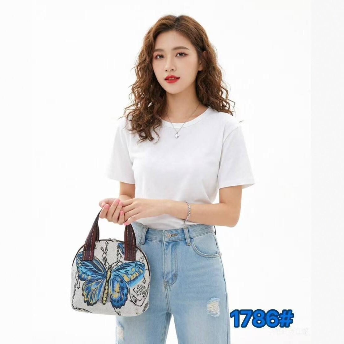 Embroidered Shell Canvas Shoulder Bag