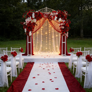 Wholesale <b>Artificial</b> red Flower Roses background With <b>hydrangea</b> Wedding Backdrop Flowers for engagement decoration - Product Image 1