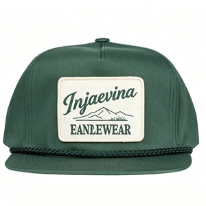 Gorra snapback personalizada con logo en el parche frontal, cuerda trenzada en el borde, ajustable, para camping, casual, béisbol, para hombre. - Product Image 1