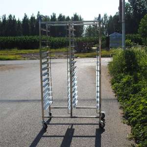 Troli baki 201 baja tahan karat dengan roda troli kue kualitas tinggi untuk 60X40 cm 18 rak baki troli - Product Image 4