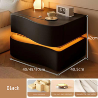 Table de chevet minimaliste italienne avec éclairage LED et 2 tiroirs pour salon et chambre, en panneau de densité écologique