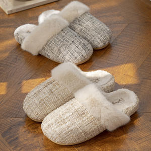 Pantuflas de Algodón para Mujer para Otoño e Invierno, Aislantes para el Hogar con Forro de Felpa - Product Image 1