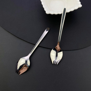 304 Stainless Steel Spoon <b>Fork</b> Integrated Utensil 17cm 19cm <b>Dessert</b> Salad Pasta Western Dinner Use - Product Image 4