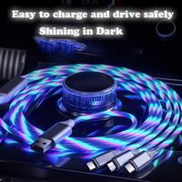 Vente en gros 2.4A LED PVC 3-en-1 Câble de données de charge rapide multiple de 1.2m avec cordon de chargeur de téléphone de différentes couleurs