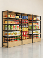 Étagères de supermarché en métal et bois réglables, légères, à installation rapide, design autoportant, dimensions personnalisables