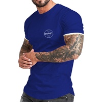 T-shirt de sport slim pour homme, vente en gros, personnalisé, 95% coton peigné, 5% élasthanne, haute élasticité, noir, impression numérique pour l'entraînement