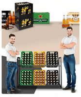 Étagère à caisses de boissons en acier allié noir de style moderne Source Factory, 6 caisses, pieds en plastique réglables en hauteur