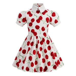 Summer New Style Swing Evening Party Wedding Prom <span class=keywords><strong>Rockabilly</strong></span> 50s Cherry Print Office Wear Vintage Dresses For Children - Product Image 1