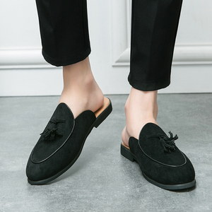 Mules à pampilles en faux <span class=keywords><strong>daim</strong></span> vertes, design tendance, demi-chaussures mocassins pour hommes - Product Image 5