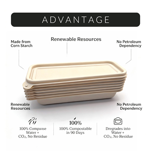 Ecologische maïszetmeel saladekom/pastakom met deksel, lekvrij, magnetronbestendig, op maat gemaakt voor de voedingsindustrie - Product Image 2