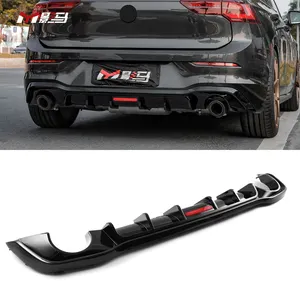 Single row air hole Rear Diffuser Lip Sport Bumper Lip Cover with LED Light for VW golf 8 mk8 pro 2021 2022 2023 Body Kit