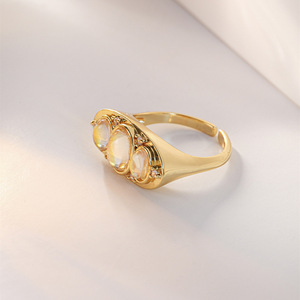 Minimalist Sparkling Stone Open <b>Ring</b> <b>Adjustable</b> Statement Finger <b>Ring</b> for Women - Product Image 3
