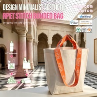 Sac en RPET à coutures collées, design minimaliste, esthétique, sac de shopping, certifié GRS
