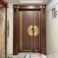 Porte double vitrée en aluminium insonorisée à ouverture latérale, finition moderne, coupe-vent et étanche, pour murs extérieurs d'hôtel