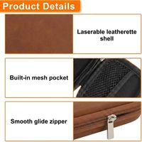 Étui de voyage en similicuir gravable au laser, personnalisable avec logo, cadeau d'entreprise, sac portable en cuir PU et EVA pour organiseur de câbles
