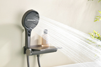Ensemble de douche encastré 3 fonctions haut de gamme en acier inoxydable, fixation murale moderne pour salle de bain, avec bec cascade et douchette à main