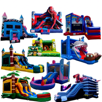 Lilo Stitch dessin animé rose gonflable videur toboggan Combo château gonflable pour enfants avec souffleur d'air pour les jeux de fête en plein air jeu d'eau