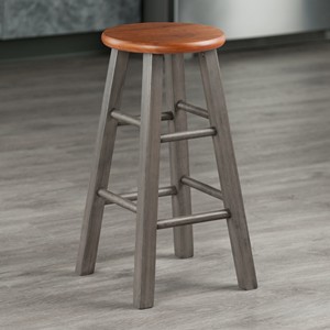 Modern Chic Grey Deco Wood <b>Stool</b> Luxury Decorative <b>Stool</b> with Natural Top for <b>Dining</b> Bar Hotels Restaurants for Living Room - Product Image 2