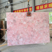 Dalle de marbre rose translucide polie de luxe en cristal de quartz pour salon, cuisine, mur/comptoir/plateau de table