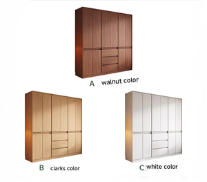 Moderno e durevole personalizzato massello <span class=keywords><strong>legno</strong></span> noce armadio camera da letto con porte <span class=keywords><strong>in</strong></span> MDF Design minimalista 3 cassetti personalizzabili - Product Image 3