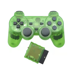Kontroler Gamepad PS2 Nirkabel 2.4G Transparan dengan Motor Getar dan Joystick