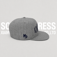 Topi Snapback Wol Abu-abu Soochic Bordir Logo Kustom 6 Panel Pinggiran Persegi Terstruktur Gesper Plastik Topi Olahraga Hip Hop Unisex