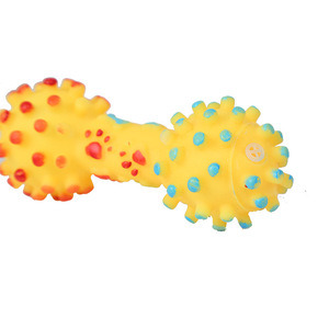 <b>Pet</b> Squeaking <b>Toy</b> Dog Cat Colorful Spiky Dumbbell Vinyl Boredom Buster 12x4.5cm <b>Interactive</b> Play <b>Toy</b> - Product Image 1