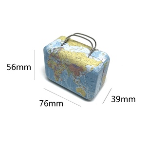 Boîte en fer blanc mini rectangulaire portable en forme de sac à main, en matériaux recyclés écologiques, motif carte, boîte de rangement scellée - Product Image 2