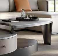 Ensemble de tables basses de luxe blanc, gris et noir, 2 pièces, avec pieds en métal et plateau en marbre, pour la maison, la salle de sport ou la salle à manger, incluant des matériaux en verre et en bois - Vente chaude