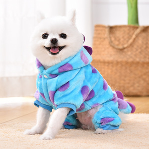 Gilet per Cani in Pile Corallo Sostenibile a Forma di Dinosauro Divertente con Quattro Zampe Cappotto Invernale per Cuccioli - Product Image 2