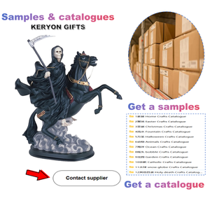 Custom saint of sante morte statua di Halloween resina triste mietitore figurina Santa Muerte cavalcando statua di cavallo nero - Product Image 5