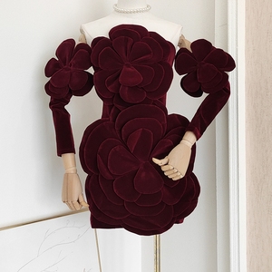 Abito senza spalline fiore di lusso luce per banchetti, autunno e inverno nuovo stile <span class=keywords><strong>Boutique</strong></span> abbigliamento donna all'ingrosso - Product Image 1