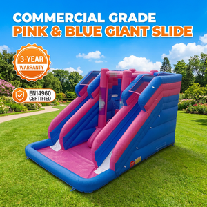Toboggan <span class=keywords><strong>Gonflable</strong></span> Géant Double Commercial en PVC 0,55 mm à Coutures Renforcées, pour Utilisation Humide et Sèche, avec Souffleur, Capacité 400 kg, Idéal pour Événements - Product Image 3