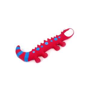 Juguete Masticable de Goma para Mascotas, Lagarto con Puntos Rojos y Azules y Cola Rayada - Product Image 1